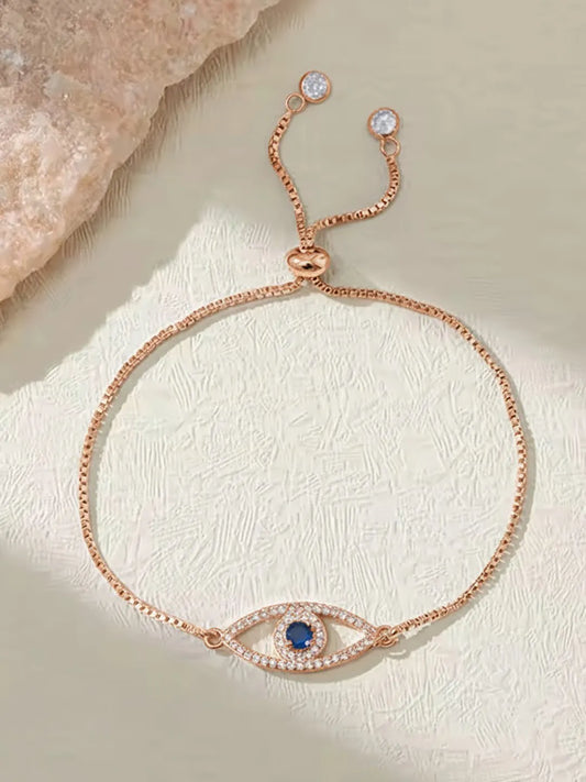 Peora Rose Gold Adjustable Evil Eye Bracelet