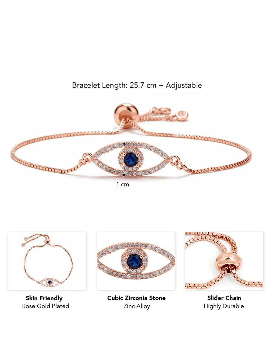 Peora Rose Gold Adjustable Evil Eye Bracelet