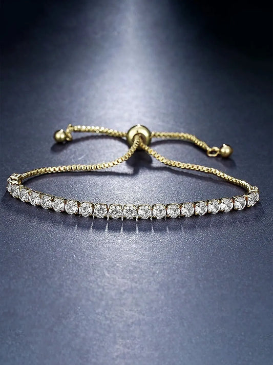 Graceful Crystal Tennis Bracelet - Gold