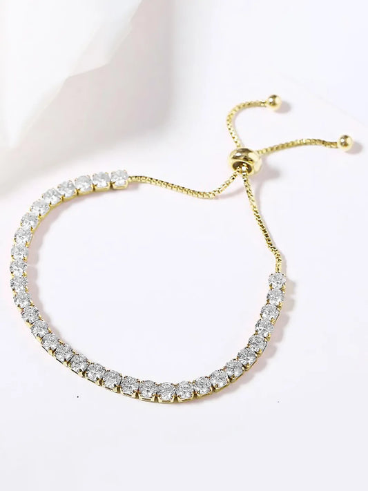 Graceful Crystal Tennis Bracelet - Gold