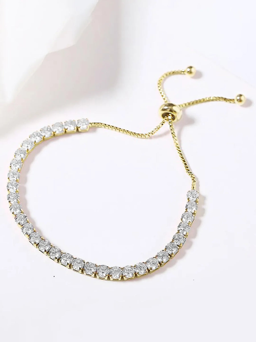 Graceful Crystal Tennis Bracelet - Gold