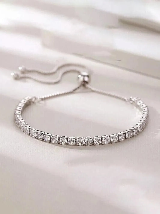 Graceful Crystal Tennis Bracelet - Silver