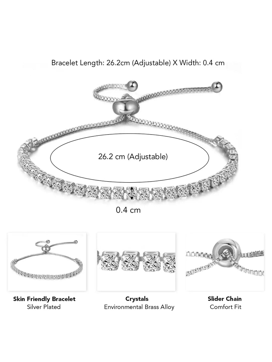 Graceful Crystal Tennis Bracelet - Silver