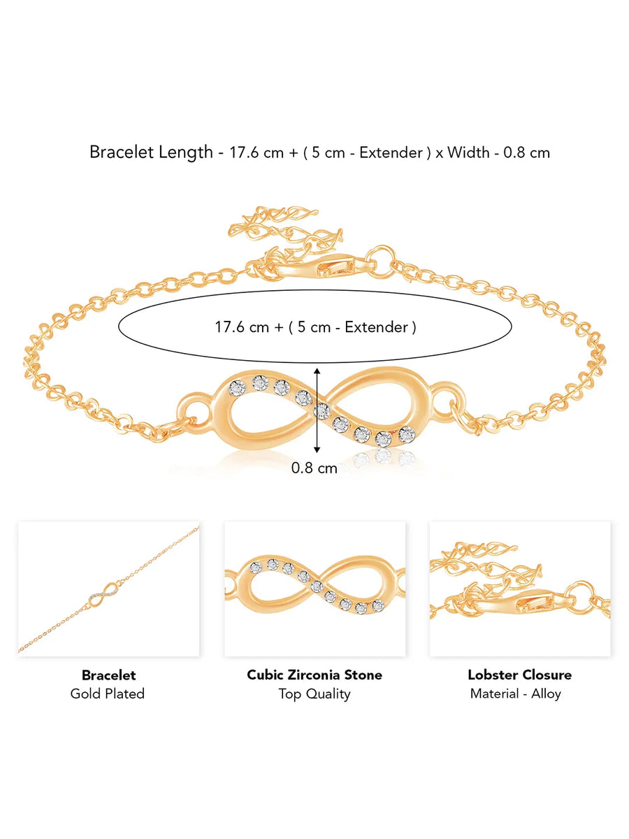 Peora Delicate Infinity Charm Gold Bracelet