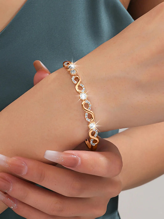 Exquisite Golden Bracelet with CZ Stones