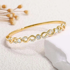 Eternal Infinity Loop CZ  Studded Gold Bracelet