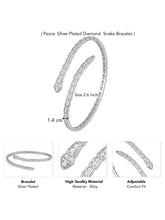 Peora Silver CZ Serpent Wrap Bangle Bracelet