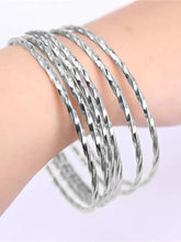 Glamorous Set of 6 Fashionable Bangles - Silver