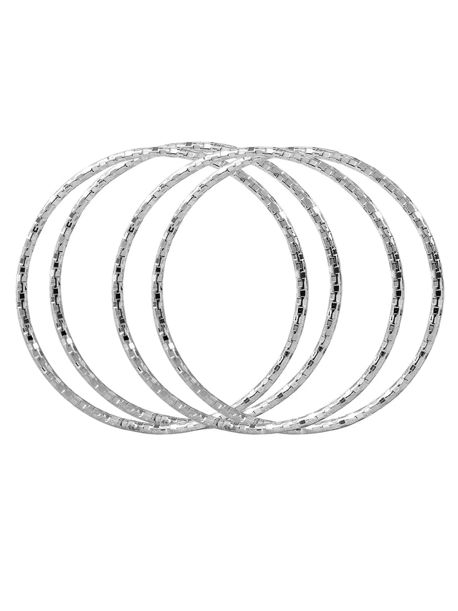 Glamorous Set of 6 Fashionable Bangles - Silver