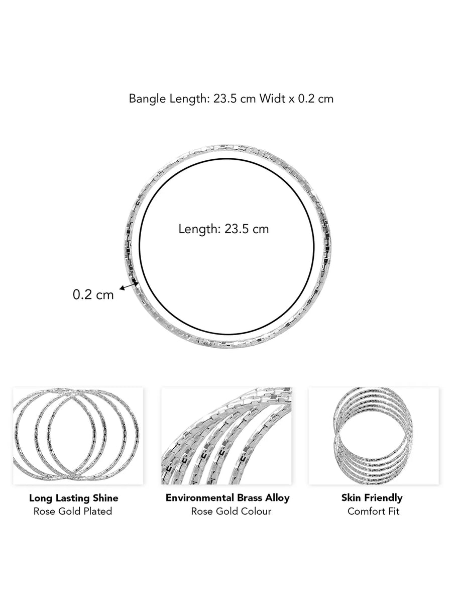 Glamorous Set of 6 Fashionable Bangles - Silver