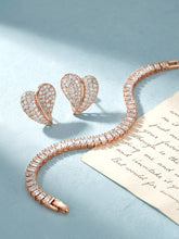 Rose Gold Tennis Bracelet &  Heart Stud Combo