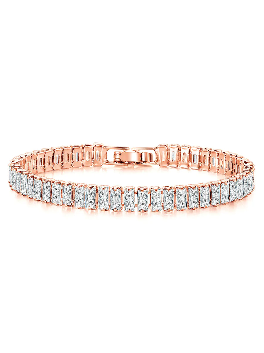 Rose Gold Tennis Bracelet &  Heart Stud Combo