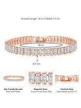 Rose Gold Tennis Bracelet &  Heart Stud Combo