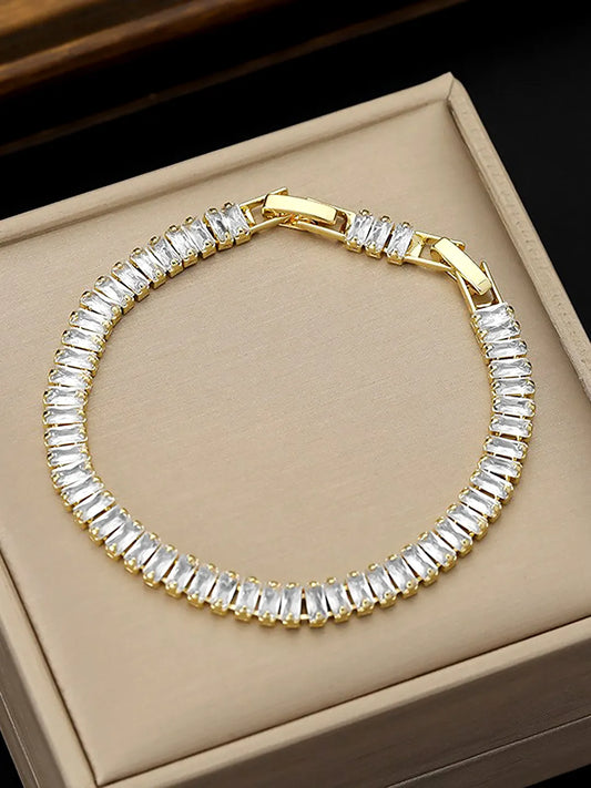 Sparkling Tennis  Baguette Bracelet - Gold