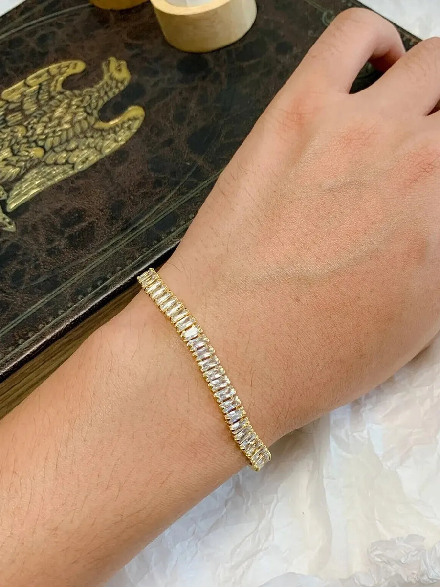 Sparkling Tennis  Baguette Bracelet - Gold