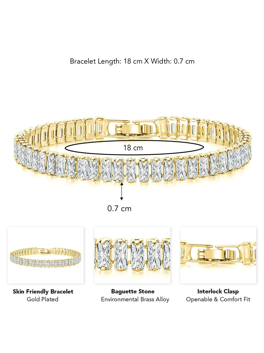 Gold Tennis Bracelet & Droplet Pendant Set Combo