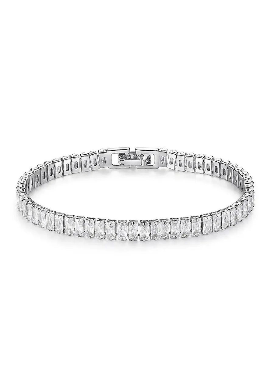 Rose Gold Tennis Bracelet &  Heart Stud Combo