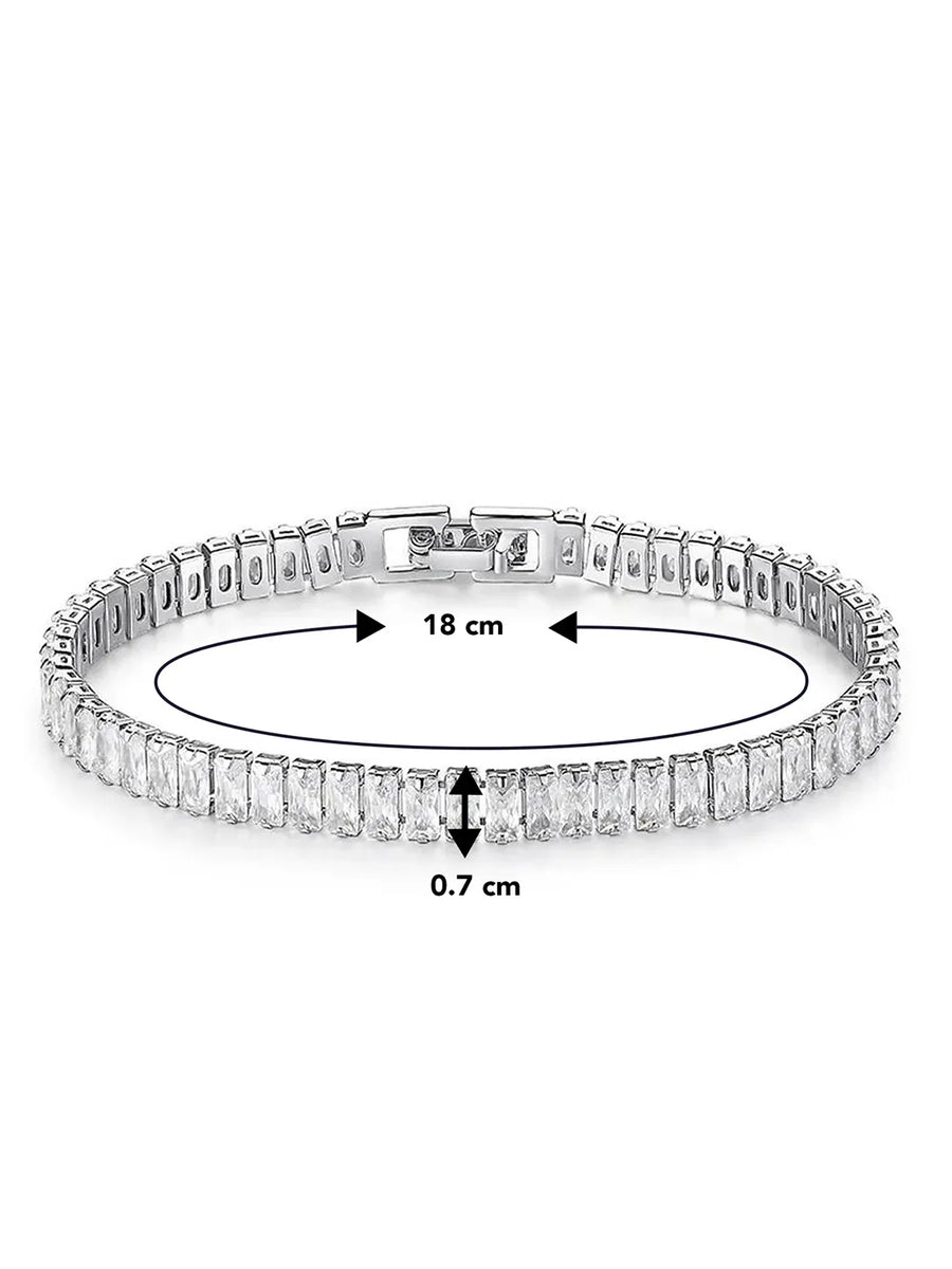 Rose Gold Tennis Bracelet &  Heart Stud Combo