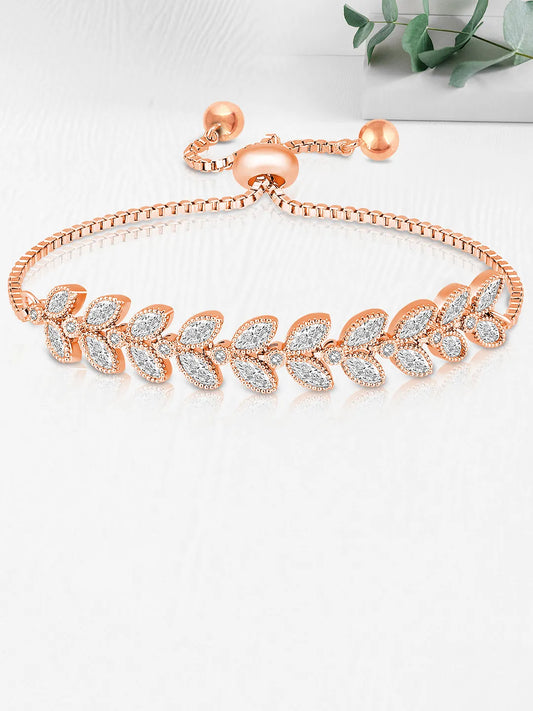 Twilight Leaf Bracelet with Crystal Glow