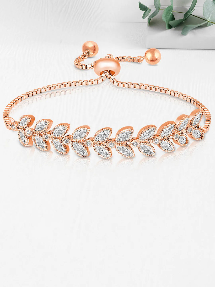 Twilight Leaf Bracelet with Crystal Glow