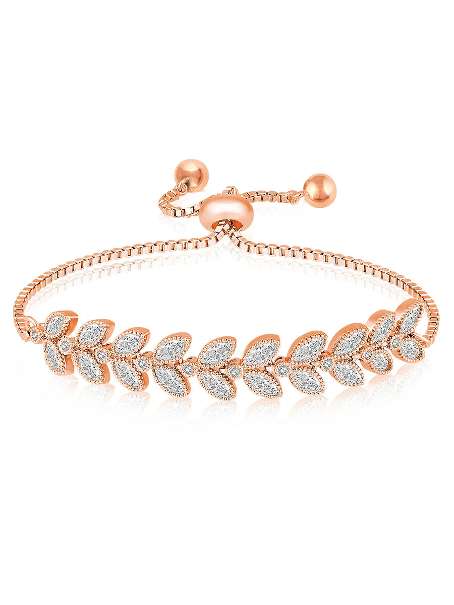 Twilight Leaf Bracelet with Crystal Glow