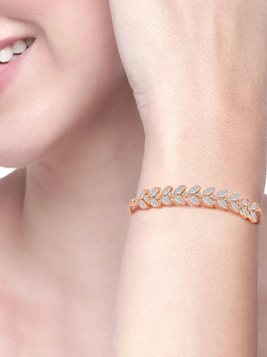 Twilight Leaf Bracelet with Crystal Glow