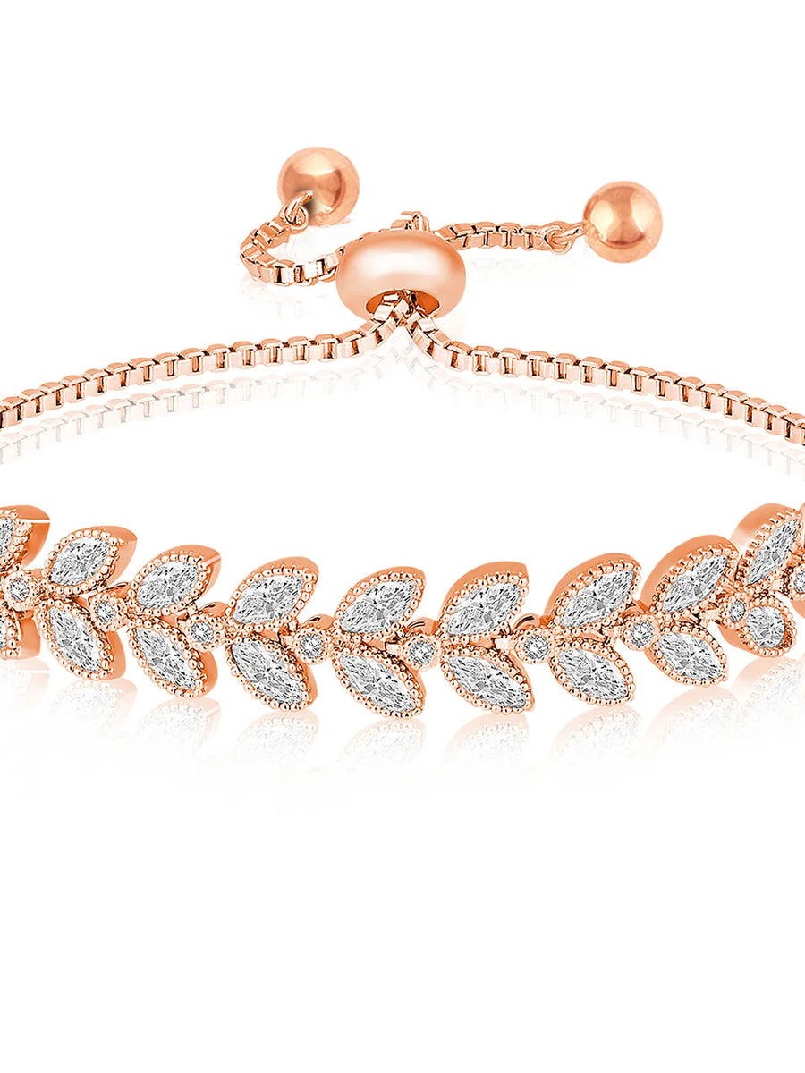 Twilight Leaf Bracelet with Crystal Glow