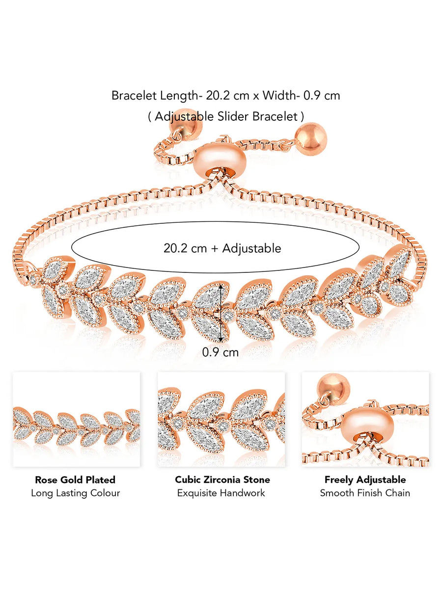 Twilight Leaf Bracelet with Crystal Glow