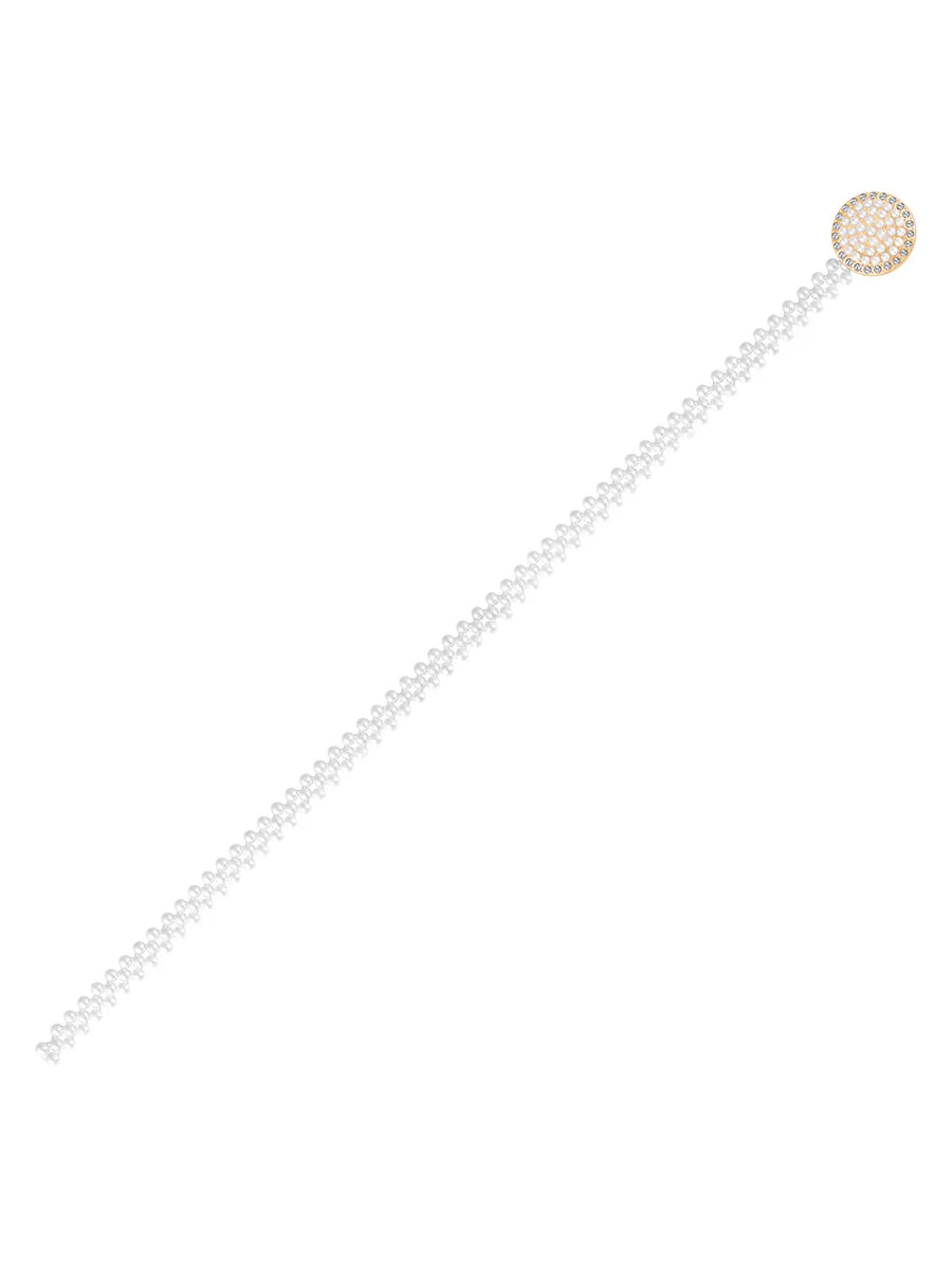 Classic Pearl Elegance Waist Kamarband - White