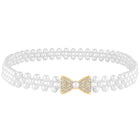 Bow Charm Pearl CZ Waist Belly Belt - White