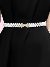 Bow Charm Pearl CZ Waist Belly Belt - White