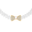Bow Charm Pearl CZ Waist Belly Belt - White