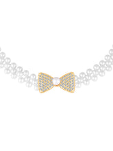 Bow Charm Pearl CZ Waist Belly Belt - White