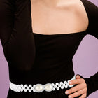 Modern Infinity Pearl CZ Waist Belt - White