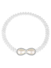 Modern Infinity Pearl CZ Waist Belt - White