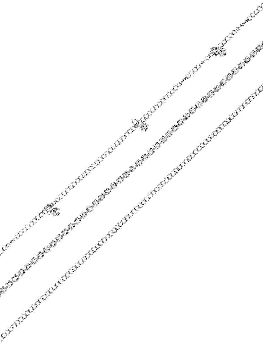 Crystal Drop Everyday Belly Chain - Silver