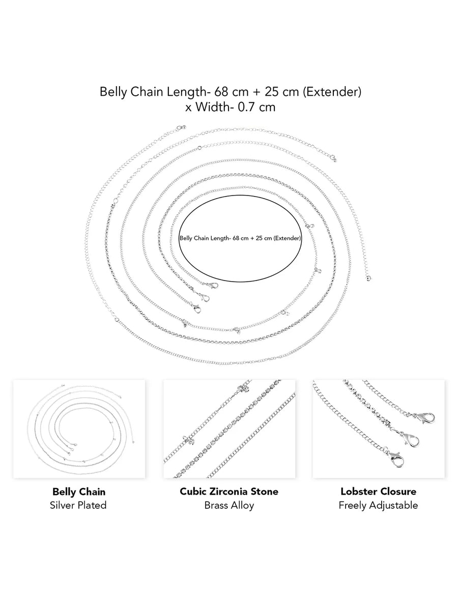 Crystal Drop Everyday Belly Chain - Silver