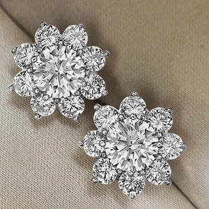 Floral Sparkle CZ Stud Earrings