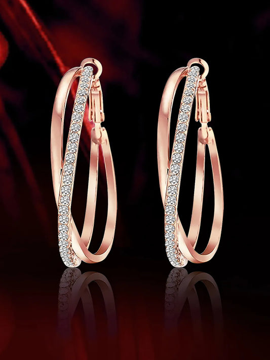 Chic CZ Stone Twisted Hoop Earrings