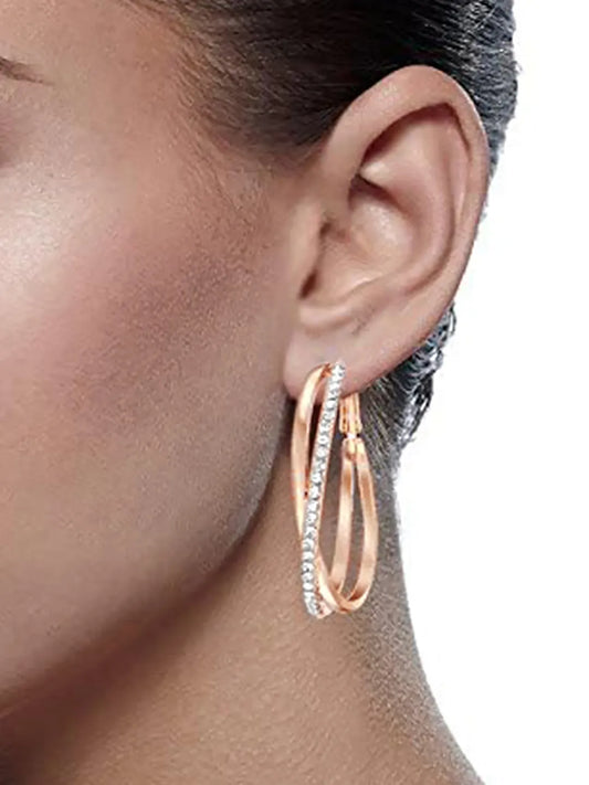 Chic CZ Stone Twisted Hoop Earrings