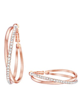 Chic CZ Stone Twisted Hoop Earrings
