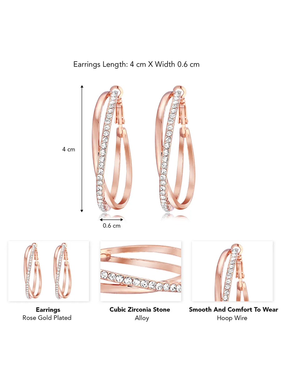 Chic CZ Stone Twisted Hoop Earrings