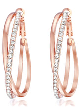 Chic CZ Stone Twisted Hoop Earrings