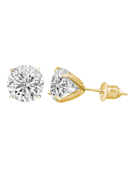 Classic Round CZ Stone Stud Earrings