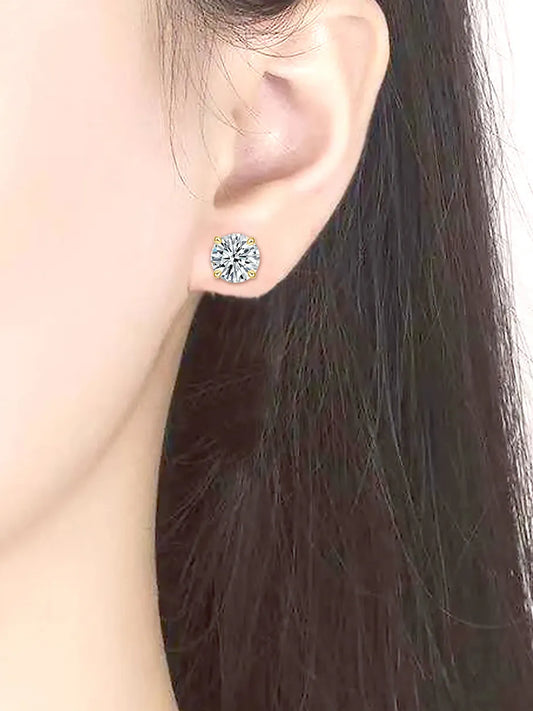 Classic Round CZ Stone Stud Earrings