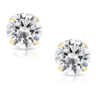 Classic Round CZ Stone Stud Earrings