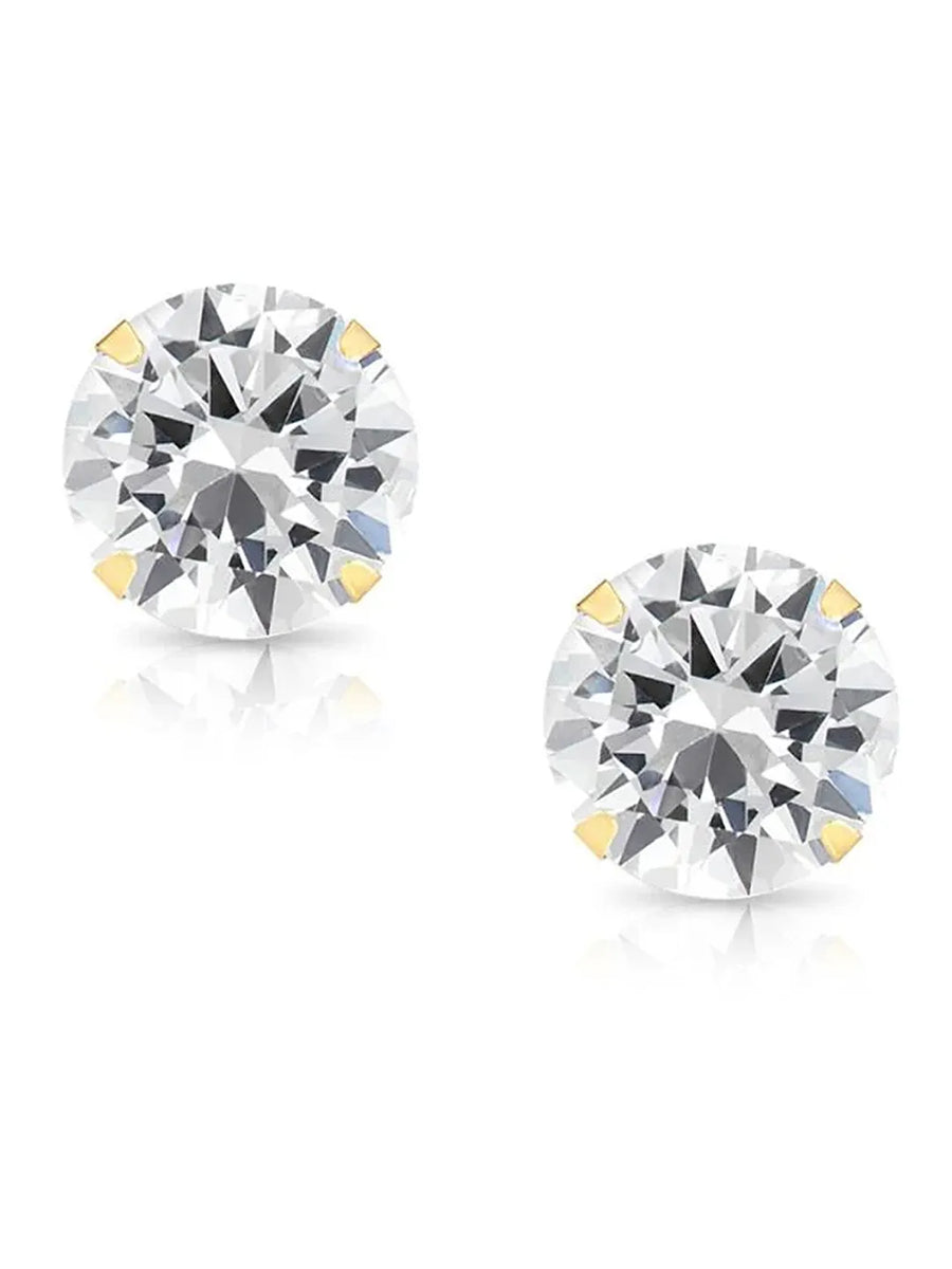 Classic Round CZ Stone Stud Earrings