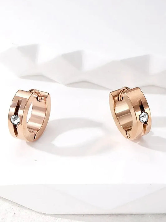 Glamorous Crystal Hoop Earrings - Rose Gold