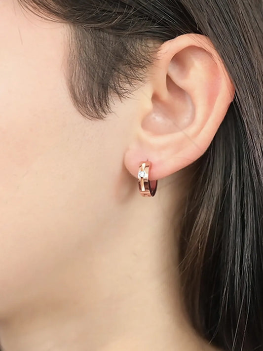 Glamorous Crystal Hoop Earrings - Rose Gold