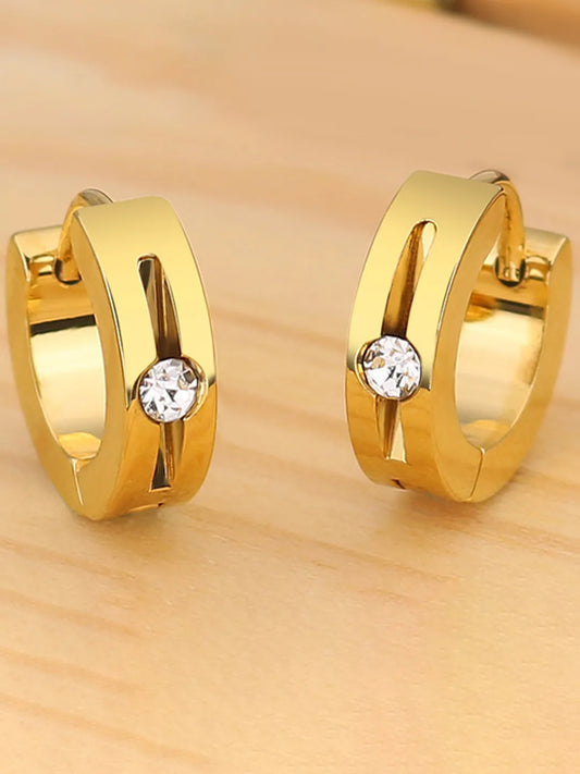 Glamorous Crystal Hoop Earrings - Gold